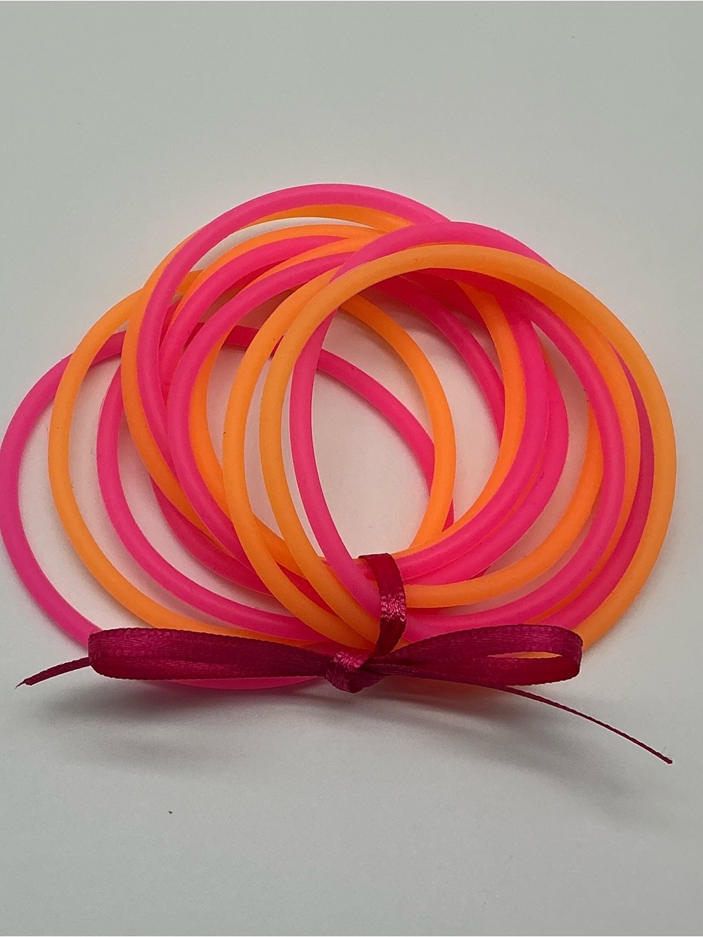 Set of 12  Pink & Orange Jelly Bracelets